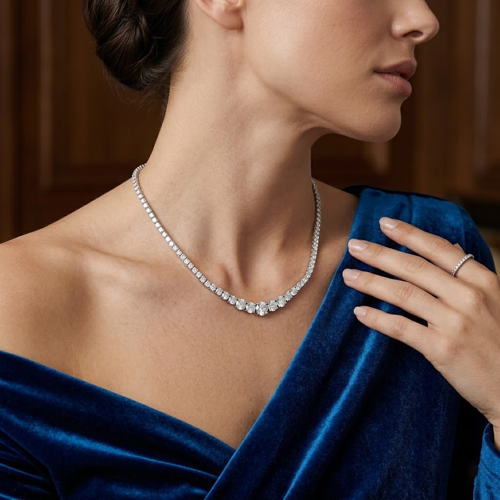Classic Crystal Curve Chain Necklace