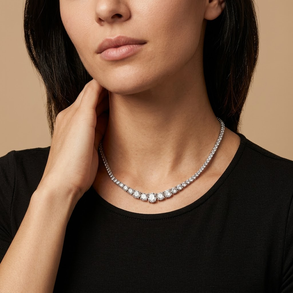 Classic Crystal Curve Chain Necklace