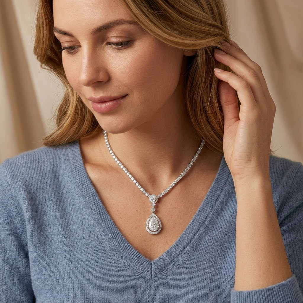 Elegant Teardrop Diamond Chain