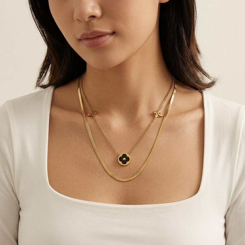 Black Clover Layered Necklace