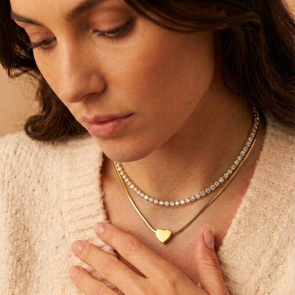 Dual Layer Crystal Heart Chain