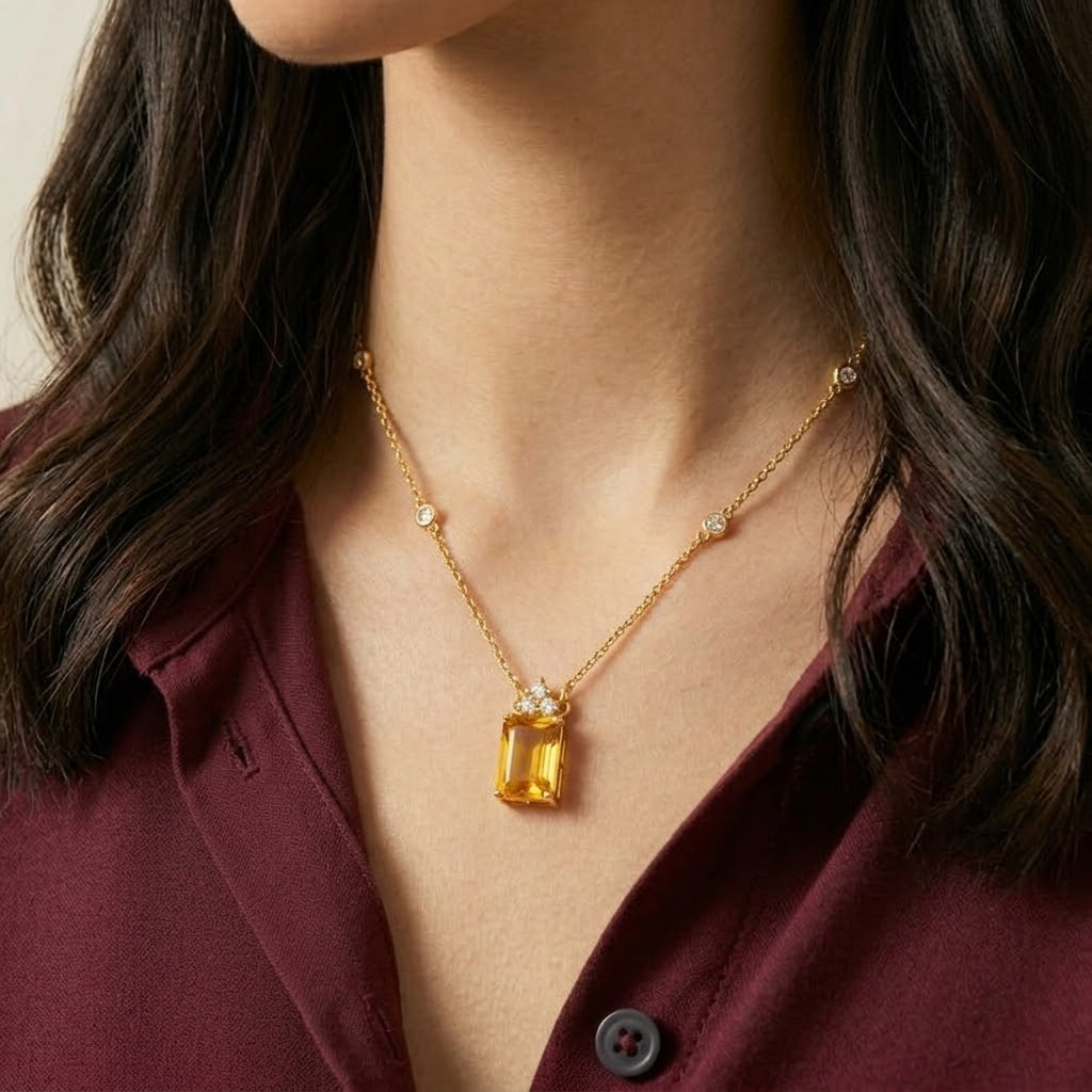 Yellow Gemstone Pendant Chain