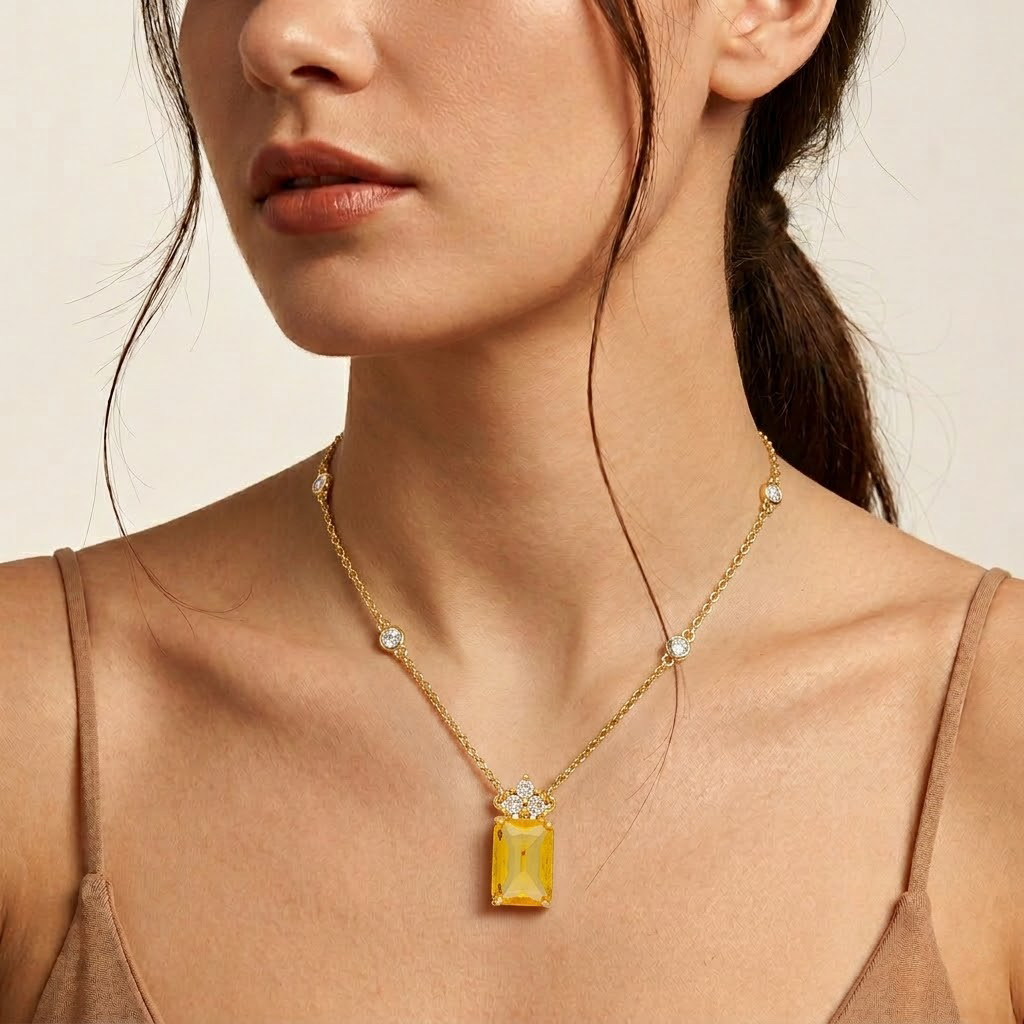 Yellow Gemstone Pendant Chain
