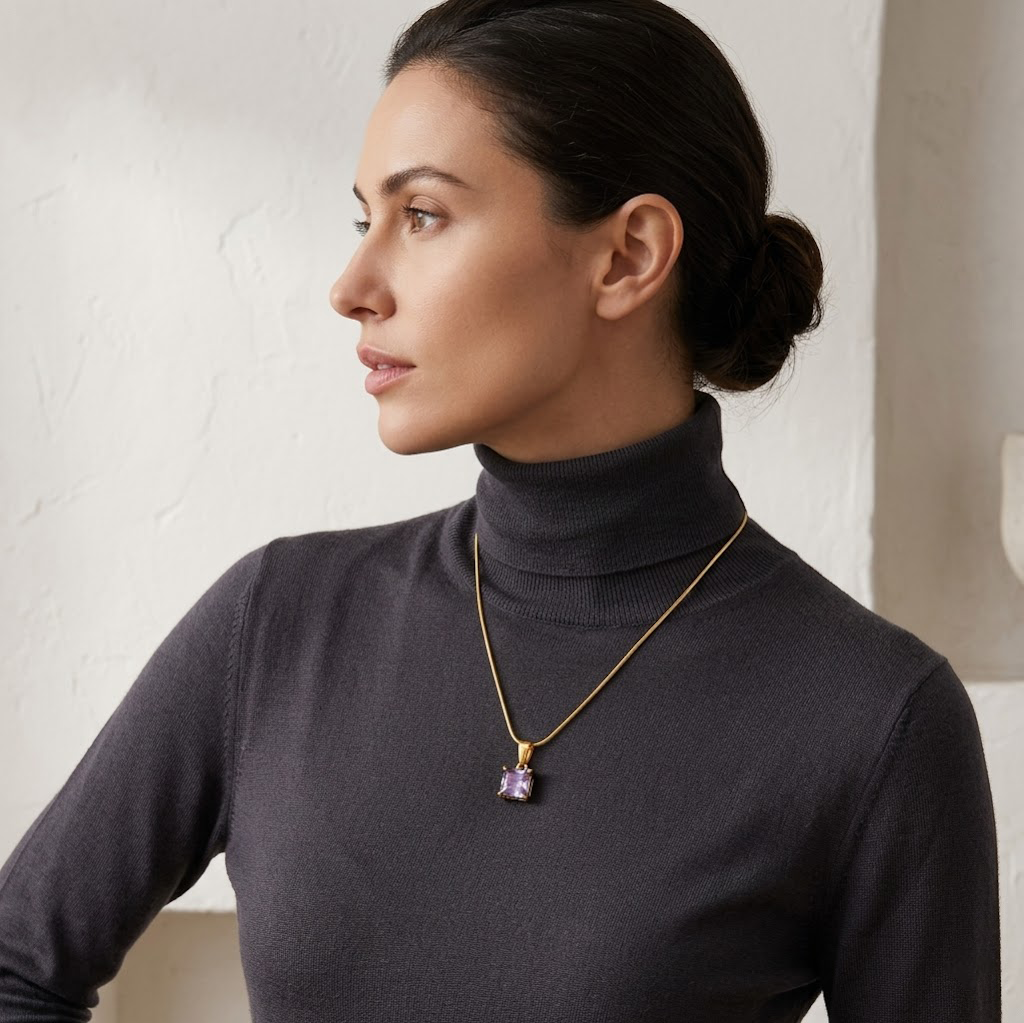 Princess Cut Gemstone Chain Necklace
