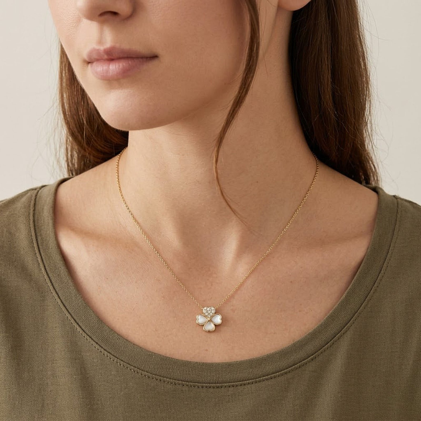 Crystal Clover Charm Chain