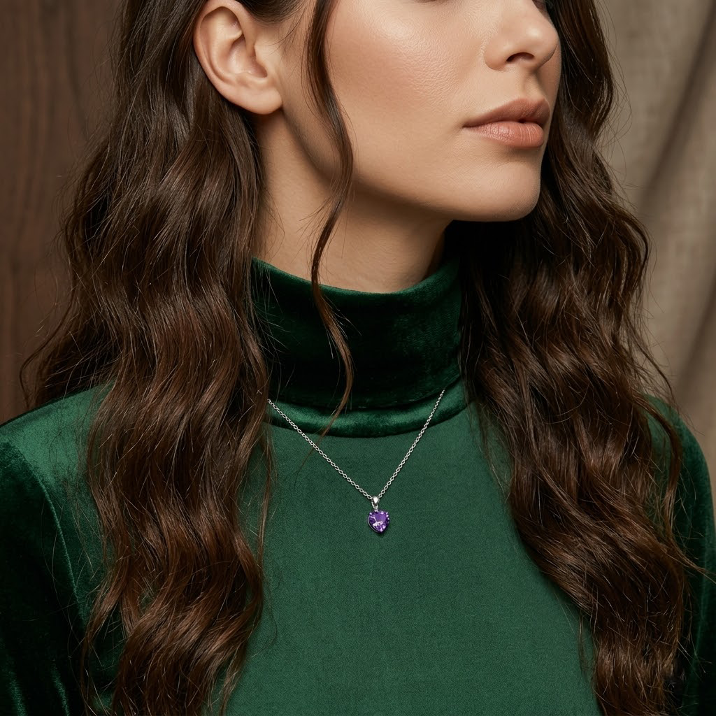 Violet Heart Glow Pendant Chain