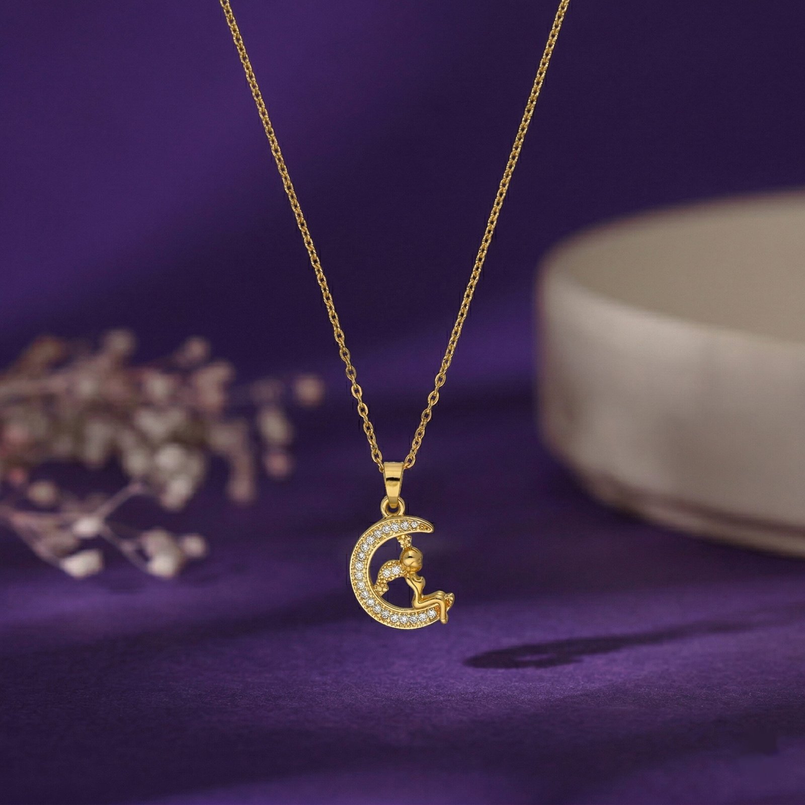 Mother & Child Moon Pendant Chain