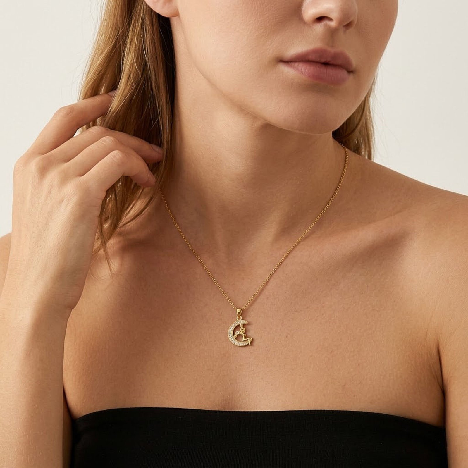 Mother & Child Moon Pendant Chain