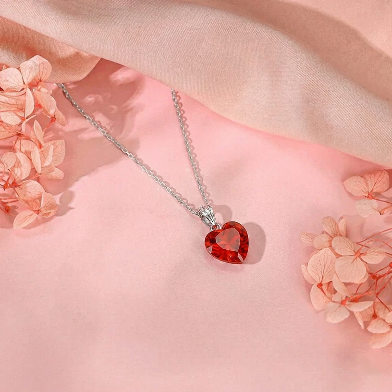 Crystal Heart Pendant Chain