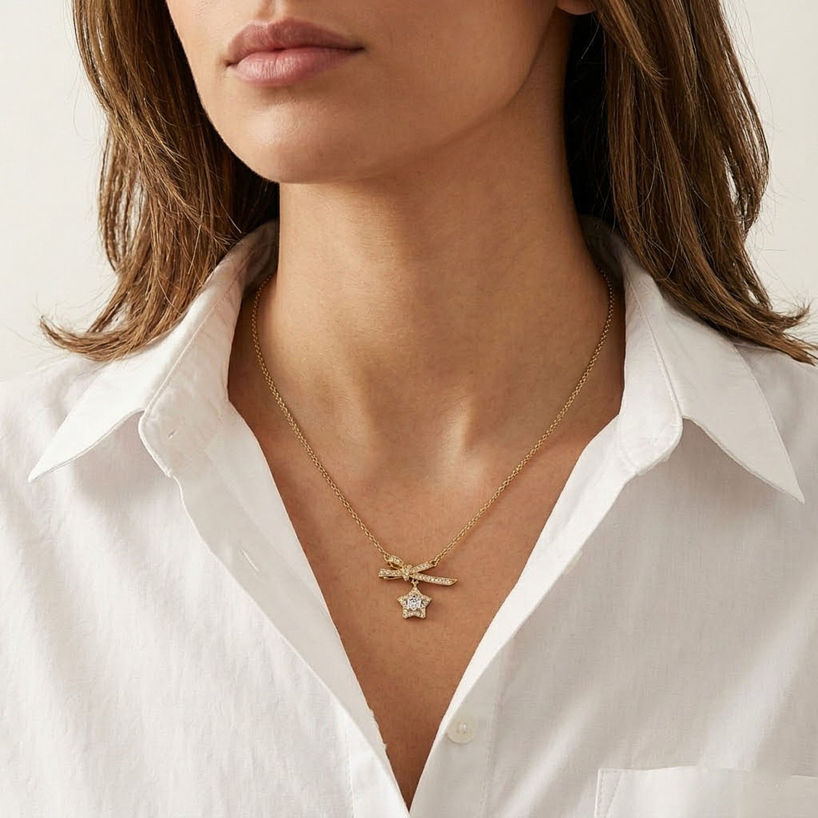 Crystal Star Ribbon Chain
