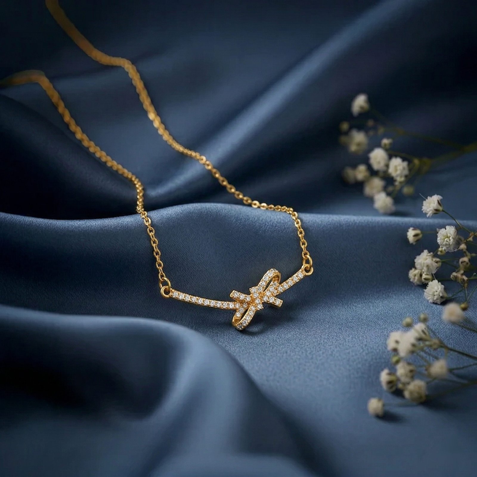 Crystal Ribbon Bow Chain