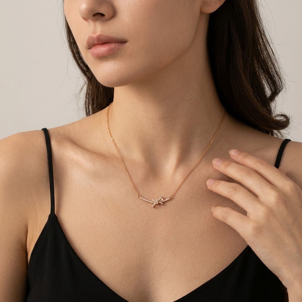 Crystal Ribbon Bow Chain