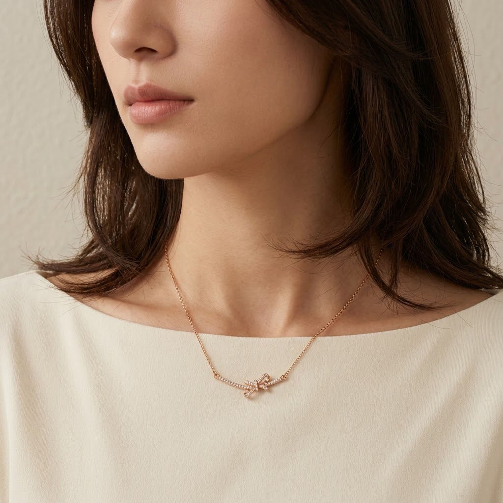 Crystal Ribbon Bow Chain