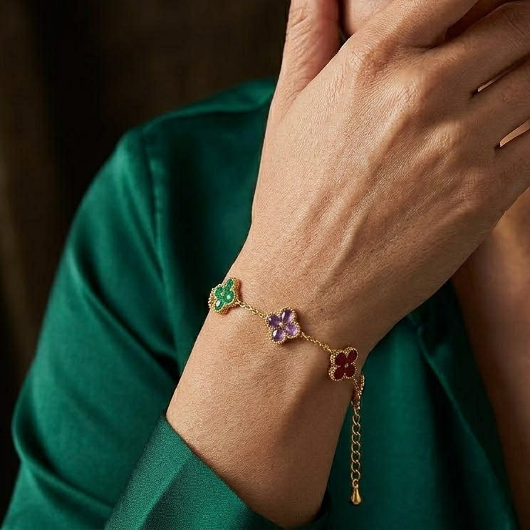 Multicolor Floral Charm Bracelet