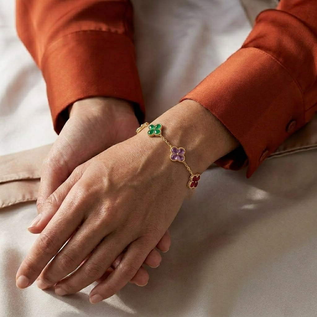 Multicolor Floral Charm Bracelet