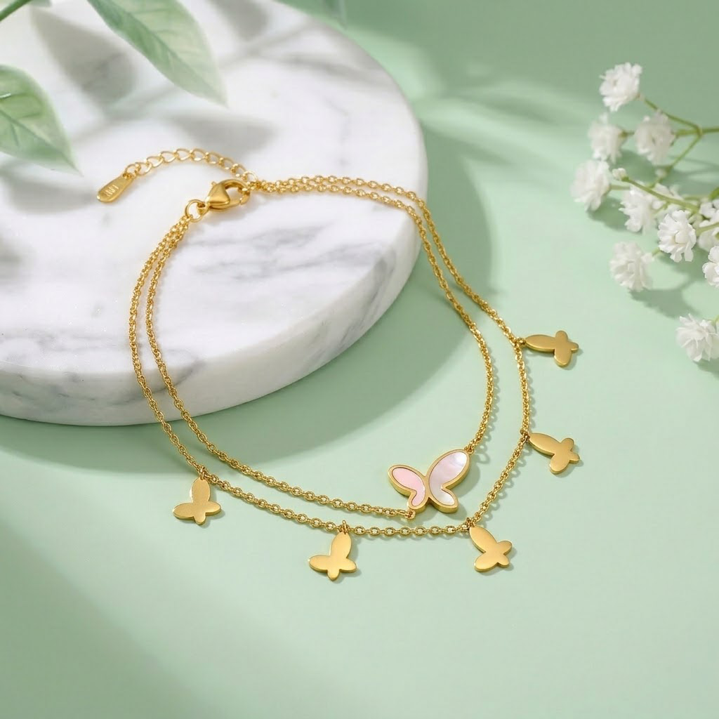 Butterfly Charm Gold Bracelet