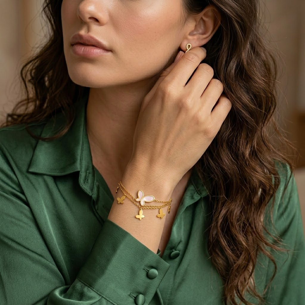 Butterfly Charm Gold Bracelet