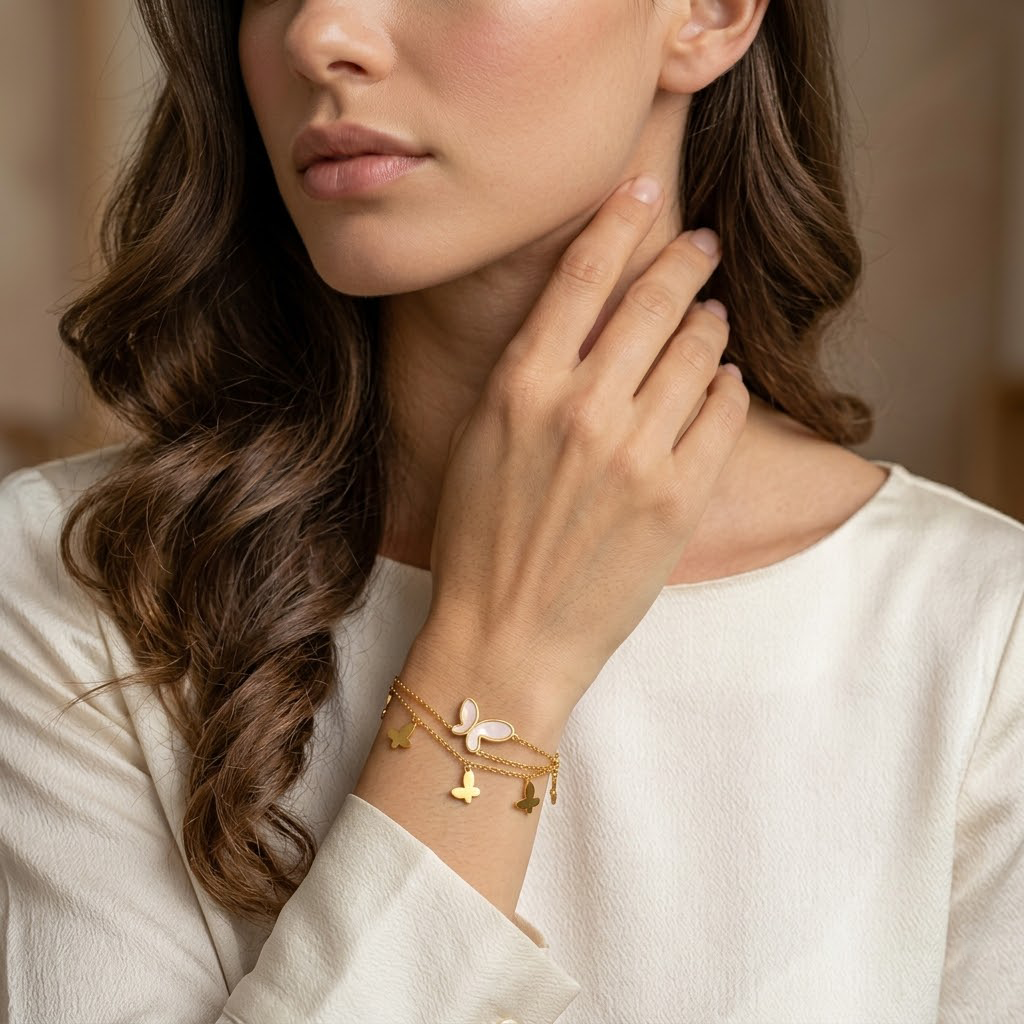 Butterfly Charm Gold Bracelet