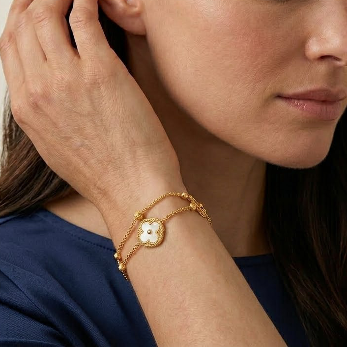 Floral Double Chain Bracelet