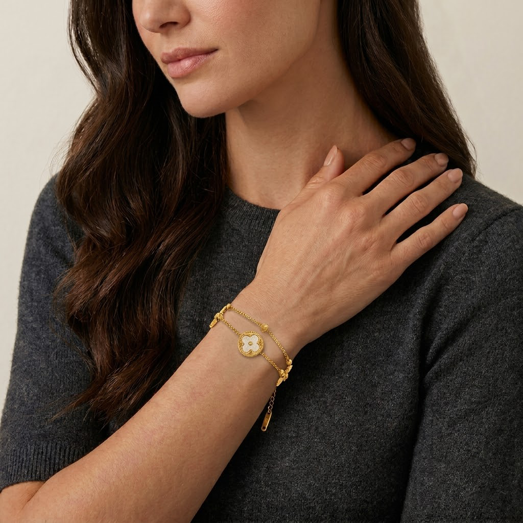 Floral Double Chain Bracelet