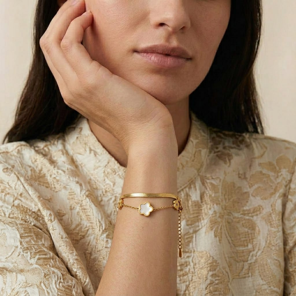 Clover Double Chain Bracelet