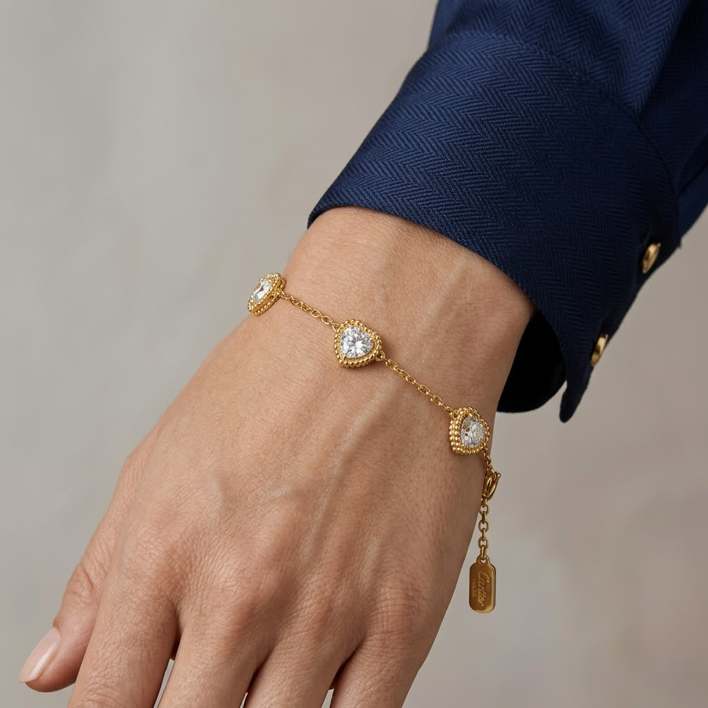 Crystal Heart Charm Bracelet