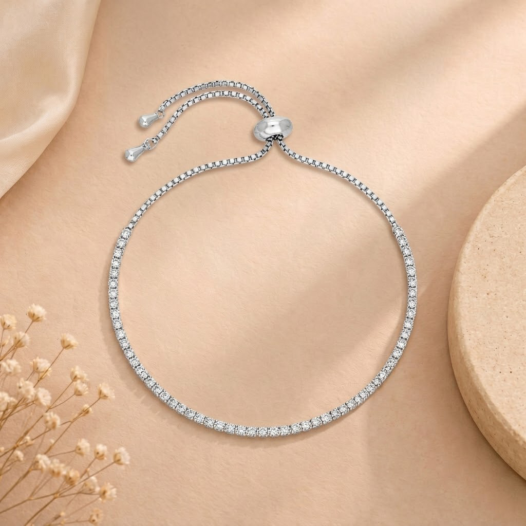Silver Adjustable Tennis Bracelet