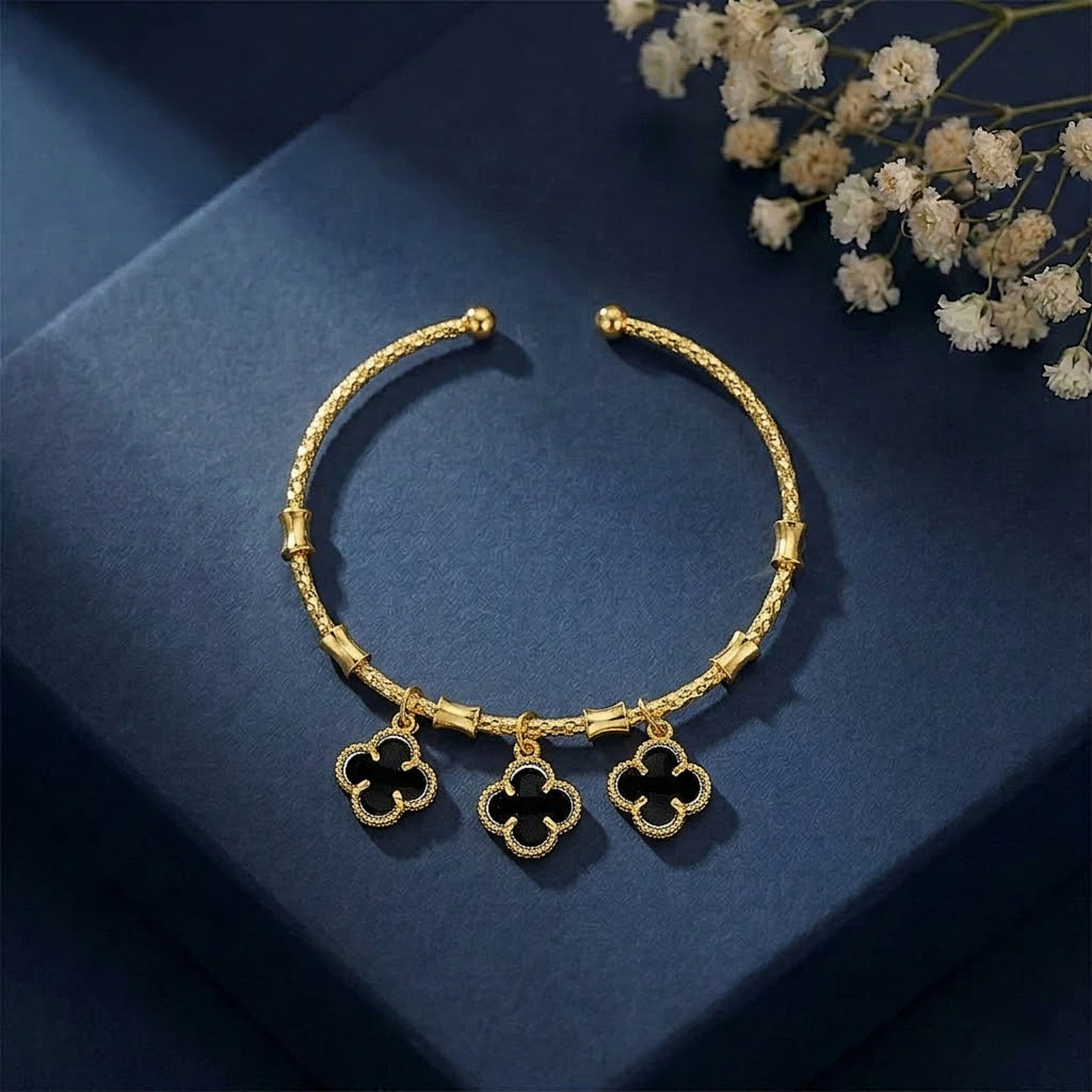 Clover Charm Cuff Bracelet