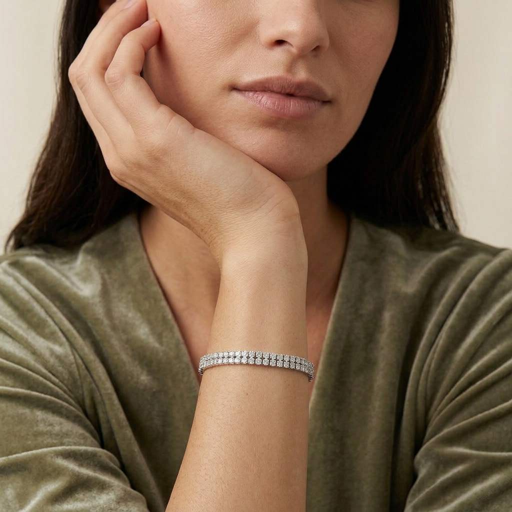 Double Row Crystal Tennis Bracelet