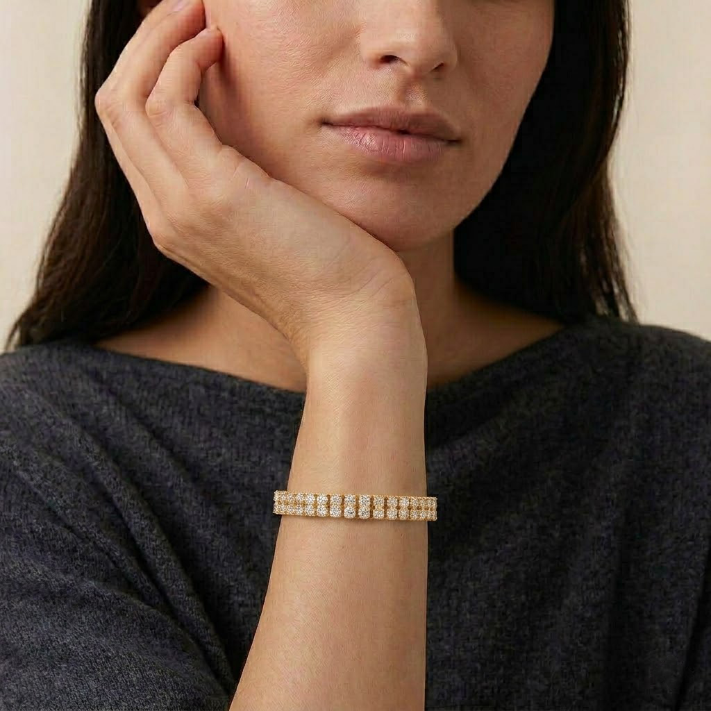 Golden Crystal Tennis Bracelet