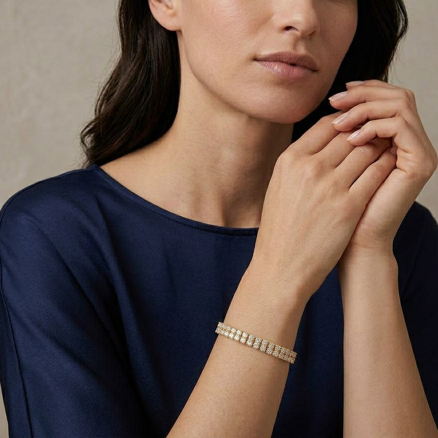 Golden Crystal Tennis Bracelet
