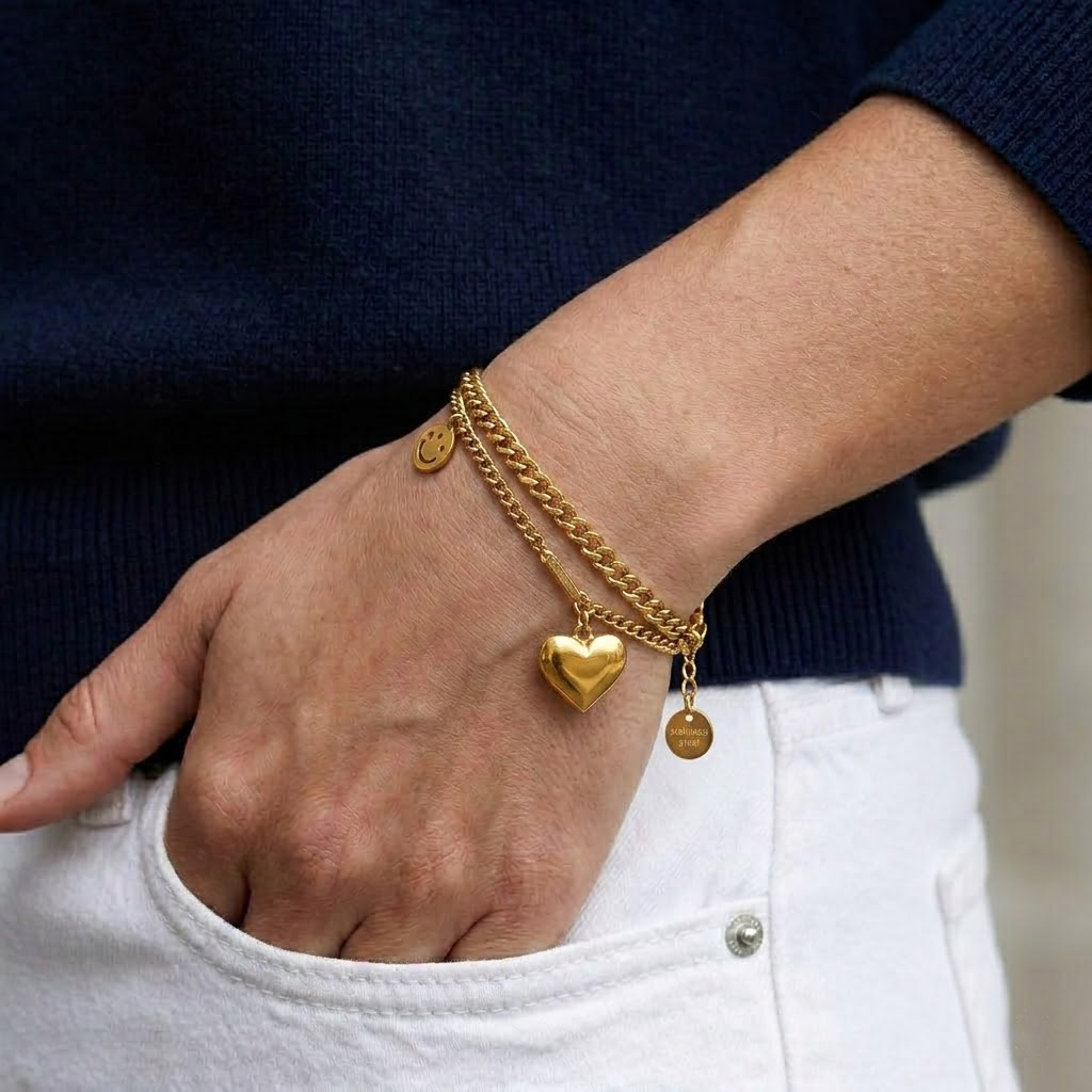 Smiley Heart Charm Bracelet