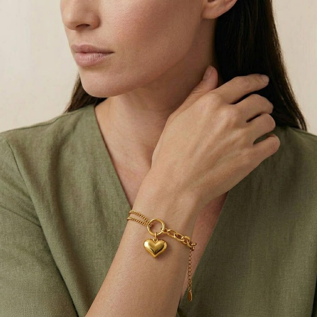 Mixed Chain Heart Bracelet