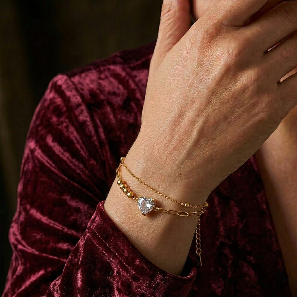 Crystal Heart Beaded Bracelet