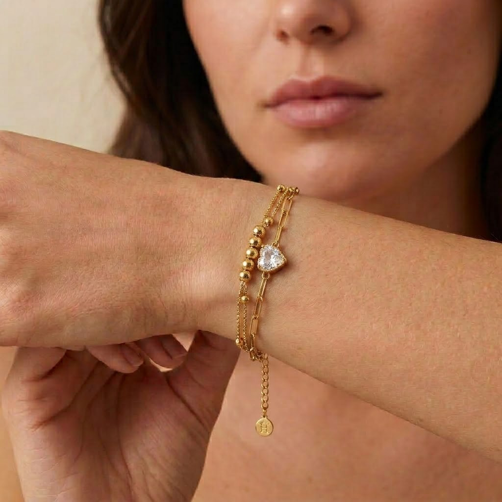 Crystal Heart Beaded Bracelet