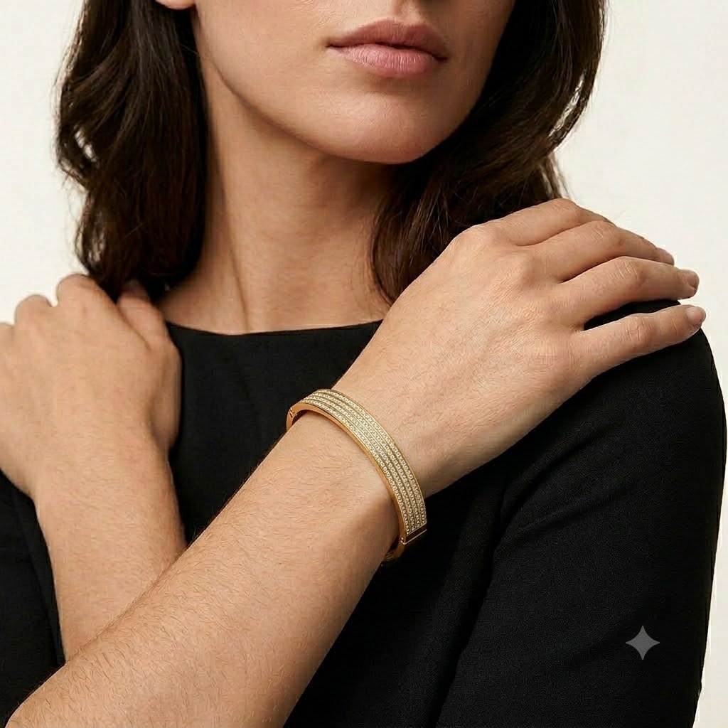 Crystal Line Statement Bangle