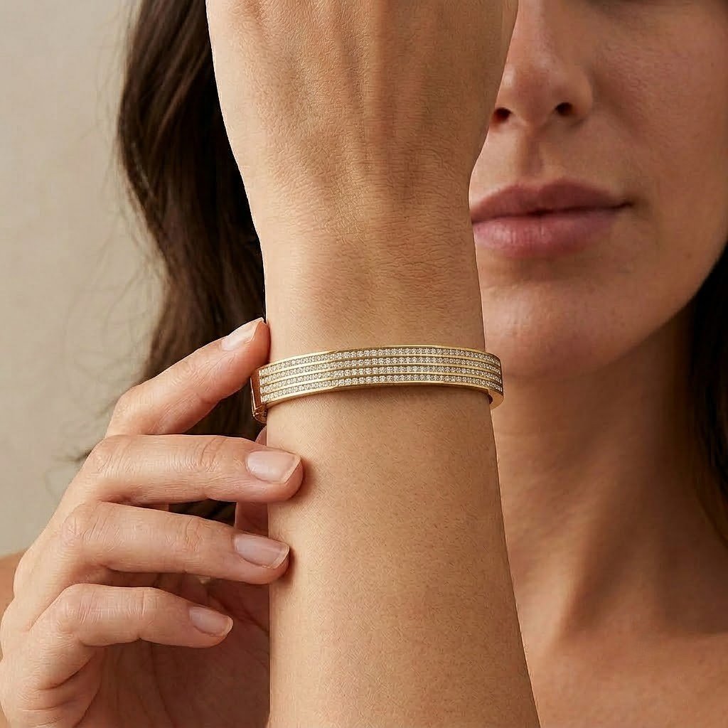 Crystal Line Statement Bangle