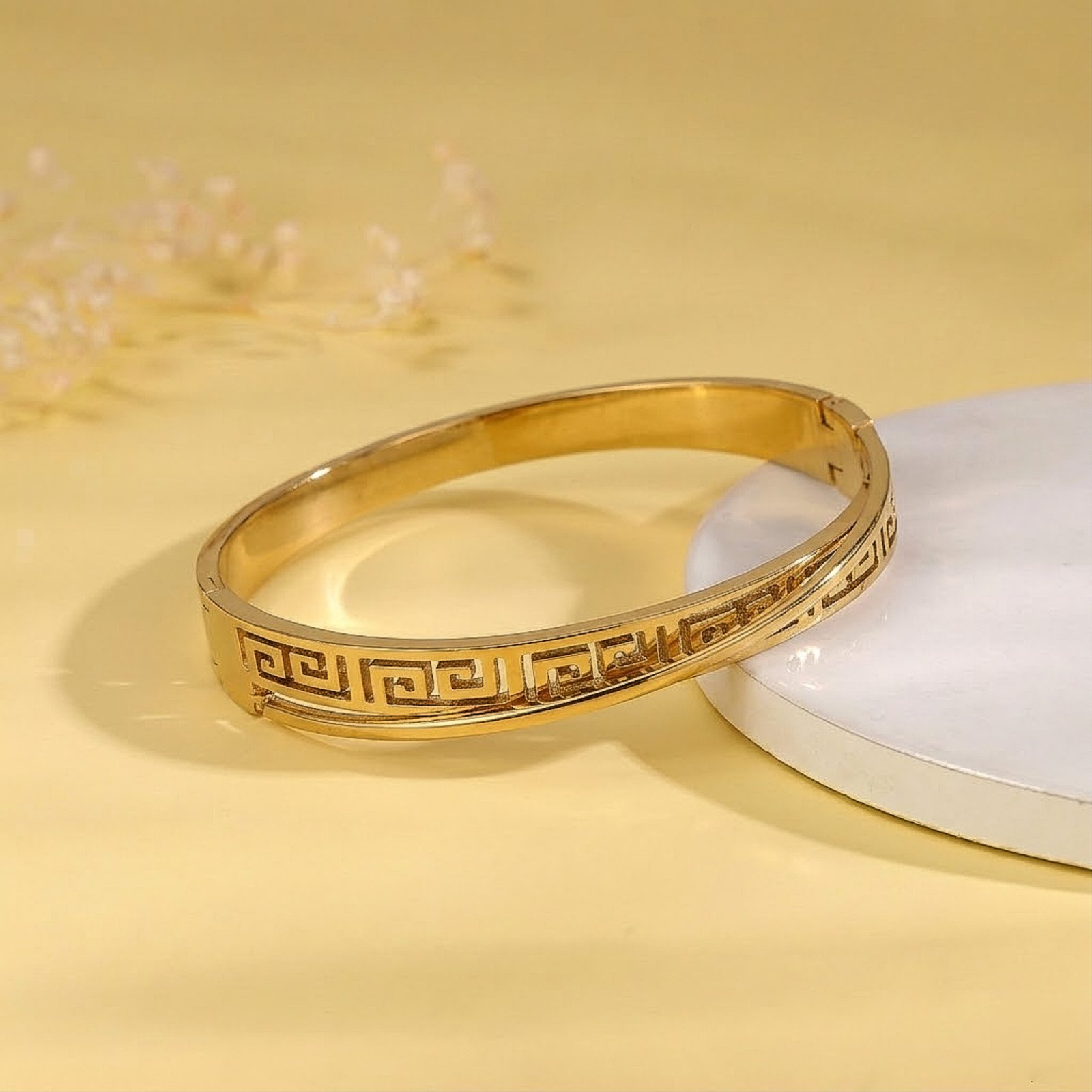 Greek Pattern Open Bangle