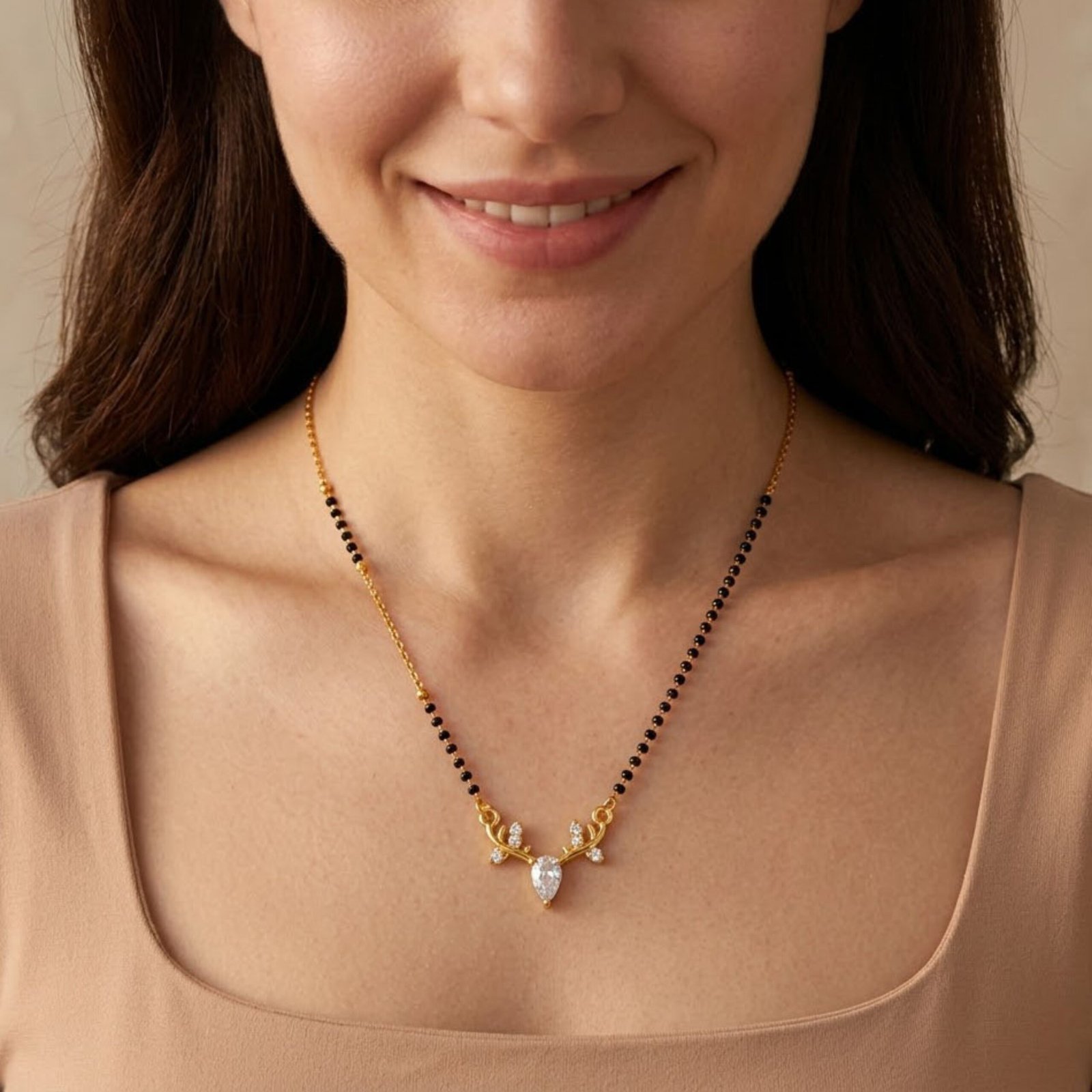 Crystal Antler Drop Mangalsutra