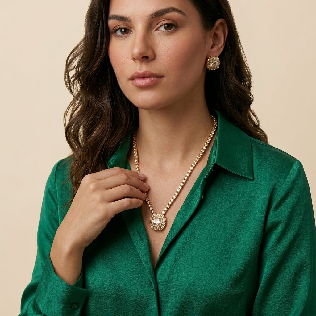 Square Halo Radiance Necklace