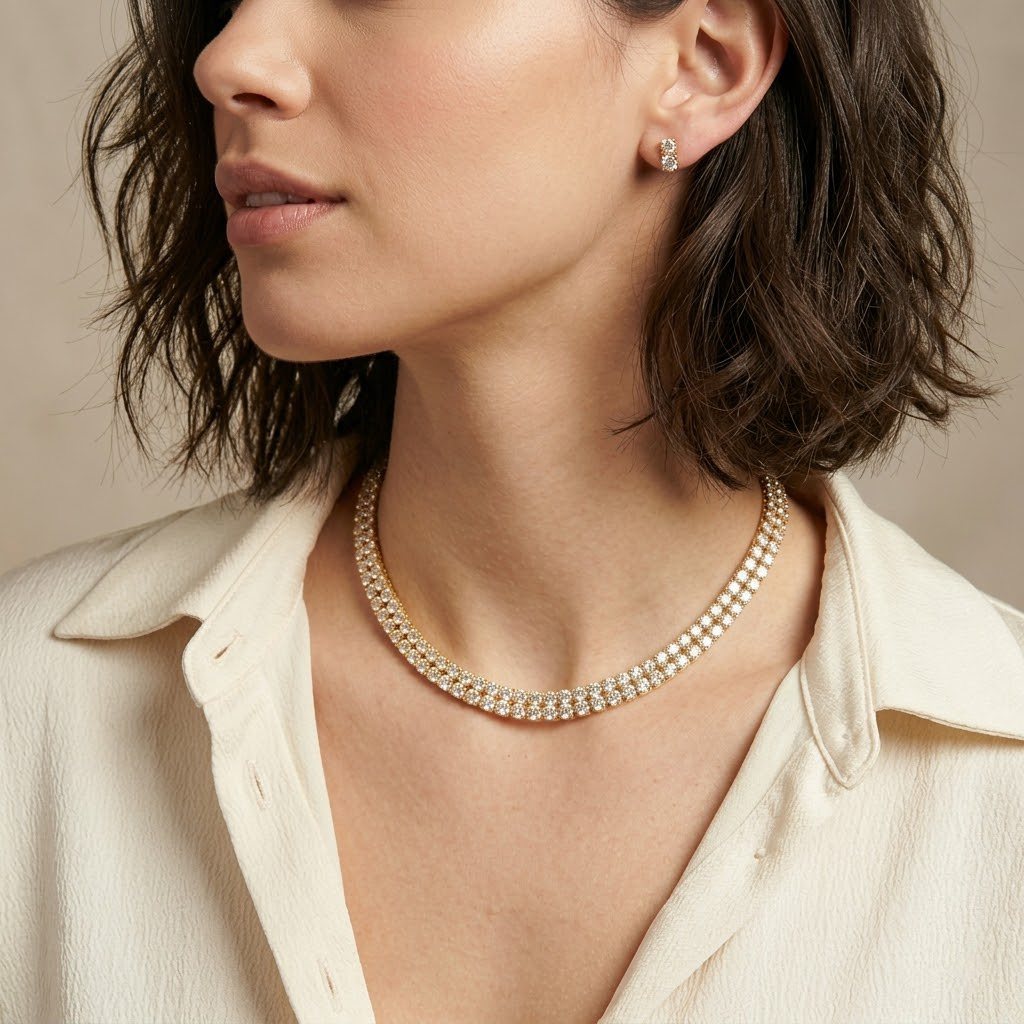 Classic Double Row Tennis Necklace