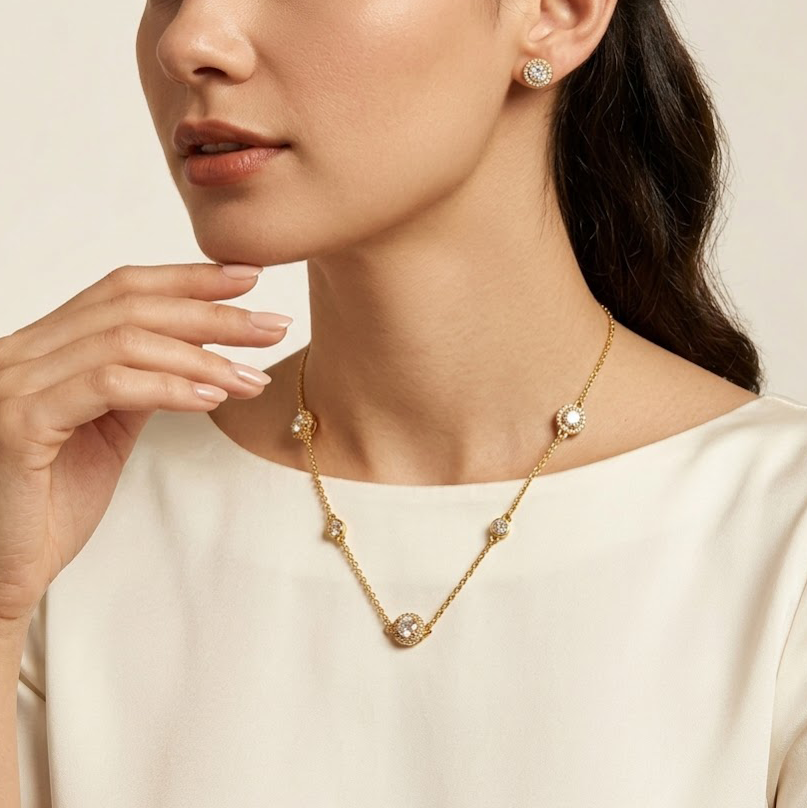 Radiant Halo Crystal Necklace