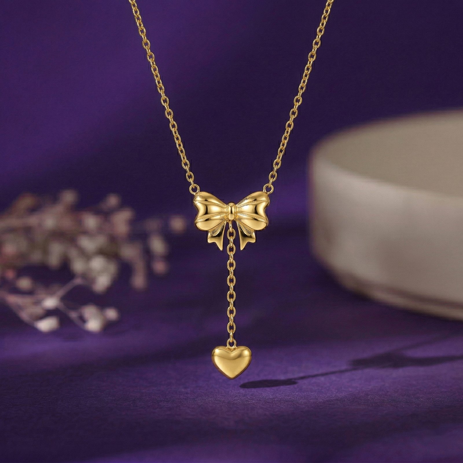 Elegant Floral Heart Drop Pendant Set
