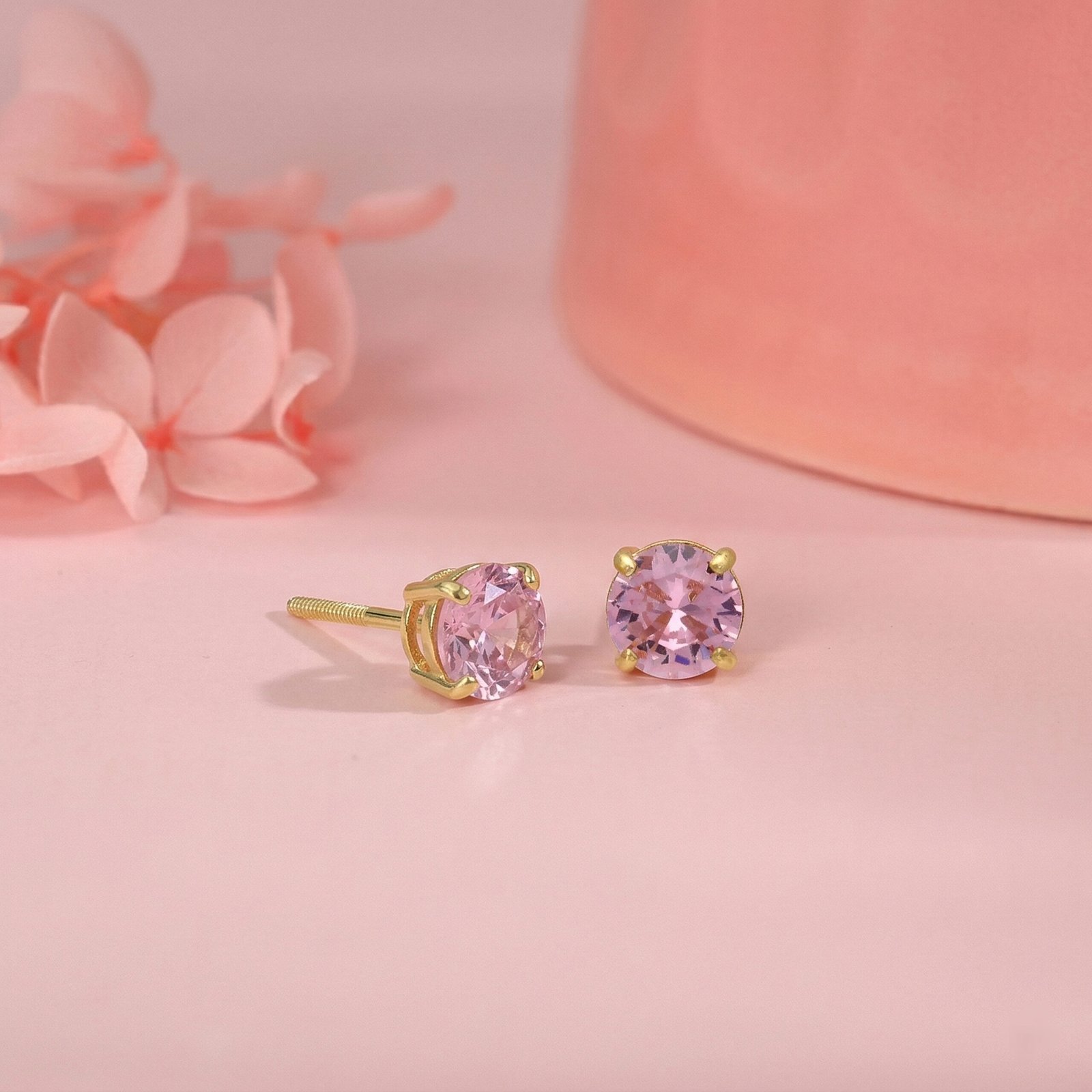 Pink Crystal Solitaire Pendant Set