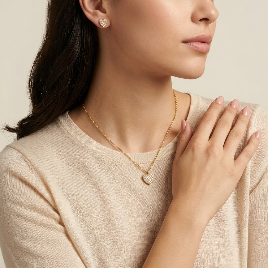 Classic Pavé Heart Necklace