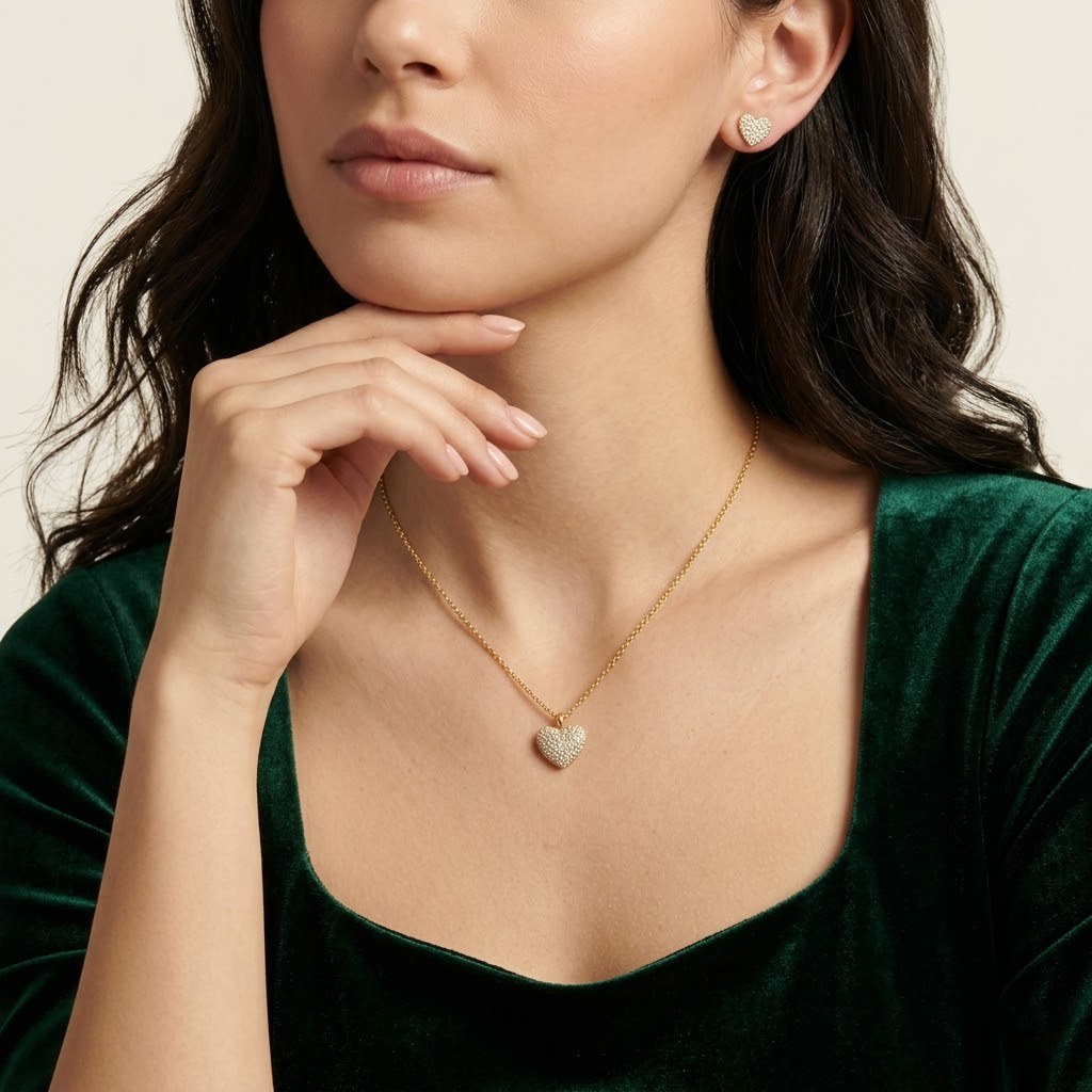 Classic Pavé Heart Necklace