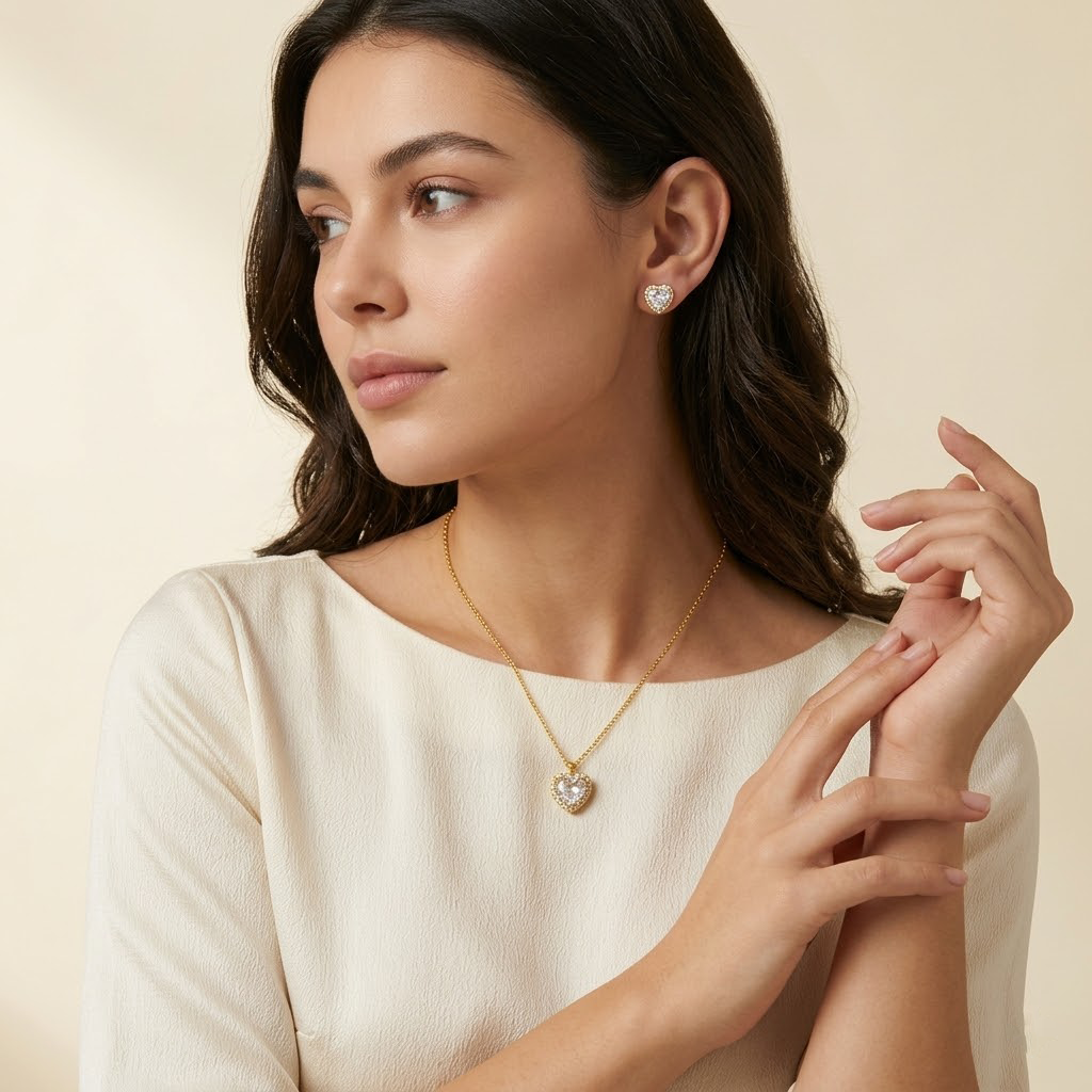 Romantic Heart Halo Necklace