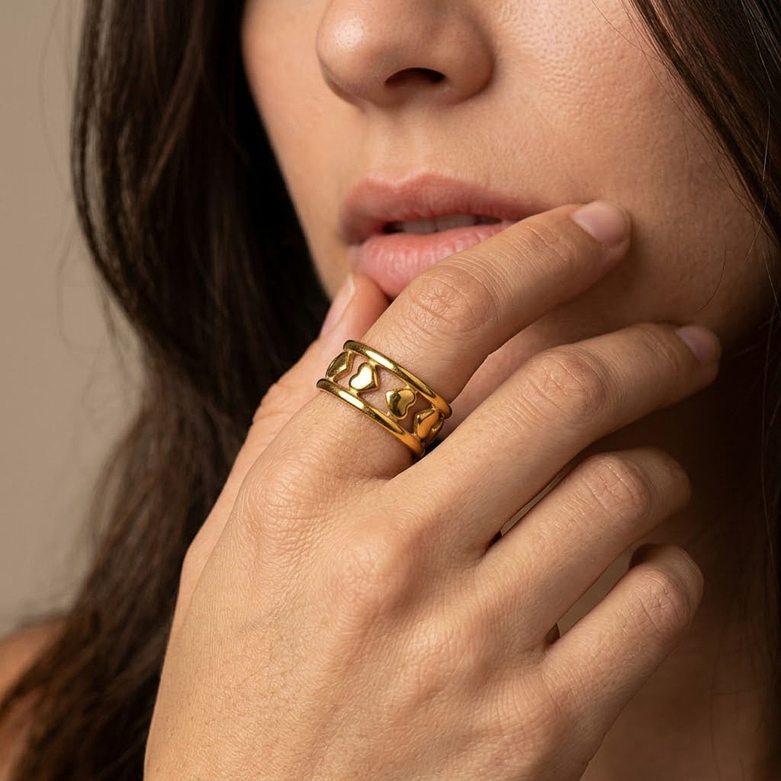 Open Heart Link Ring