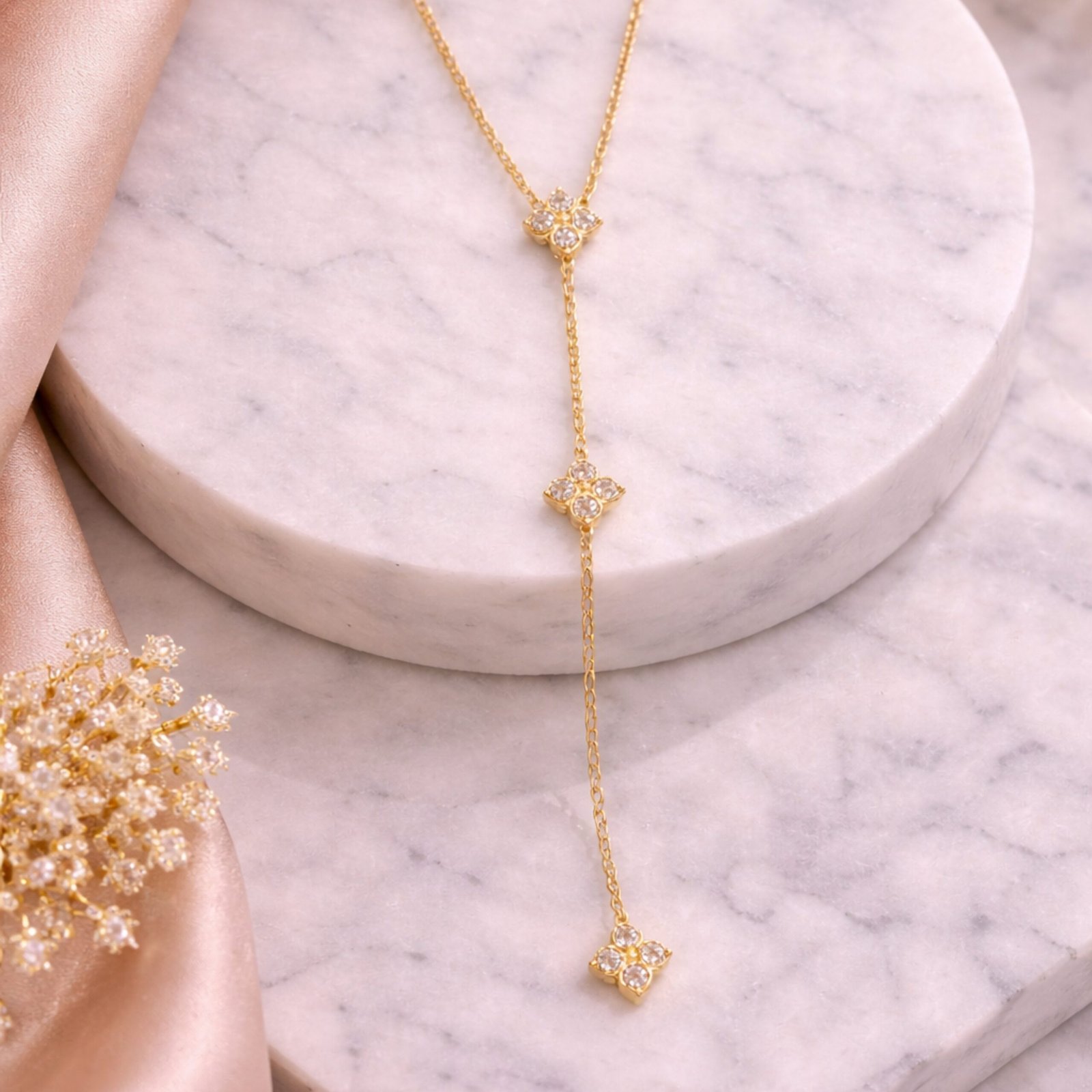 Floral Drop Chain Necklace