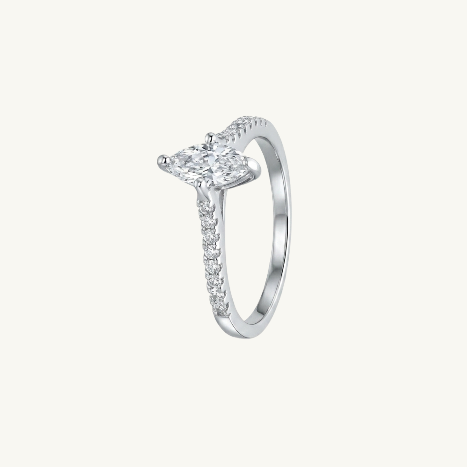 Marquise Crystal Silver Ring